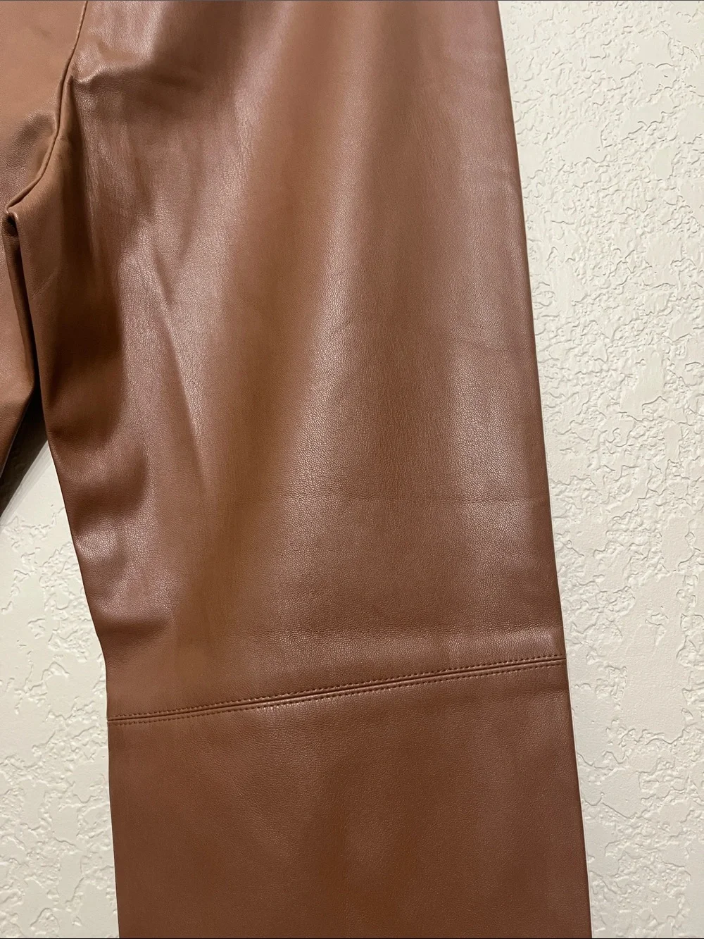 Zara Women’s Size Large Brown Faux Leather Skinny Pants With Zippers at Ankles - Picture 11 of 11